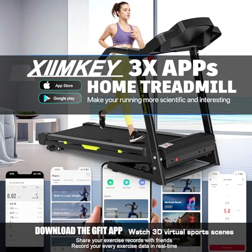 Treadmills for Home Folding Treadmill with Incline Walking Pad Treadmill Running Machine 3.5HP Quiet Brushless, 330 Lbs Capacity, App, Pulse Sensor Heart Rate with LCD Display Holder for Cup & Phone
