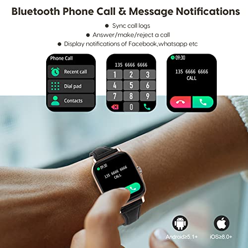 A-TGTGA Smart Watch for Women (Dial/Receive Calls,150+ Faces) smartwatch for Android Phones and iPhone, Fitness Tracker with Sleep HR Monitoring,SMS Reminder,IP67 Waterproof