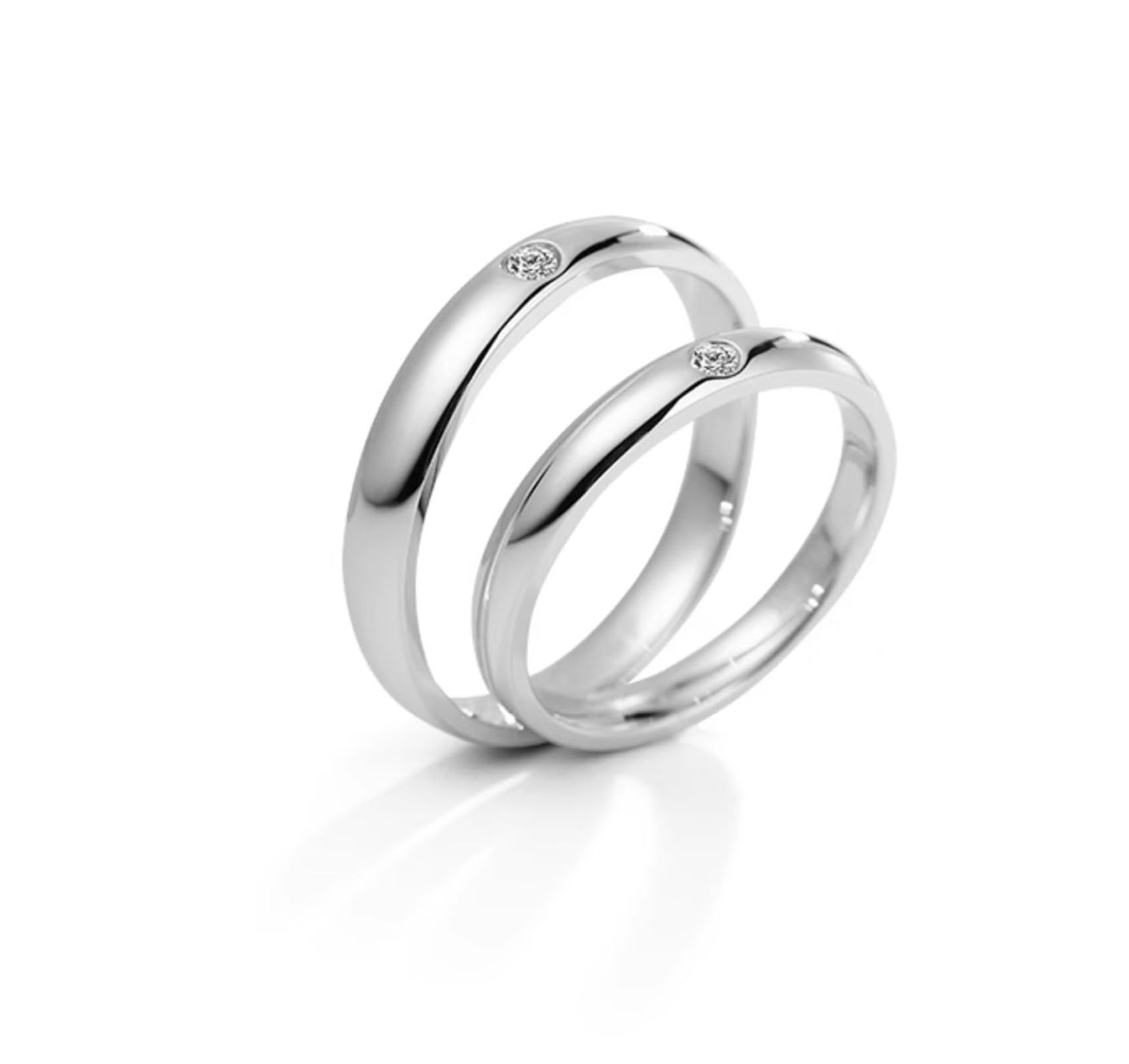 Hochzeits Ring Weißgold, Poliert Diamant Eheringe Echtgold Trauringe für Damen