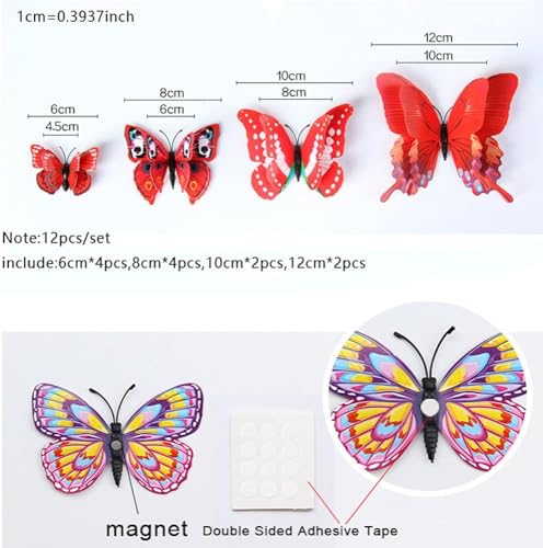 Image of JAAMSO ROYALS Multi 3D Butterfly Stickers for Wall, Decoration Items, Stickers, Wall-Decor, for Walls Decoration (Set of 12)