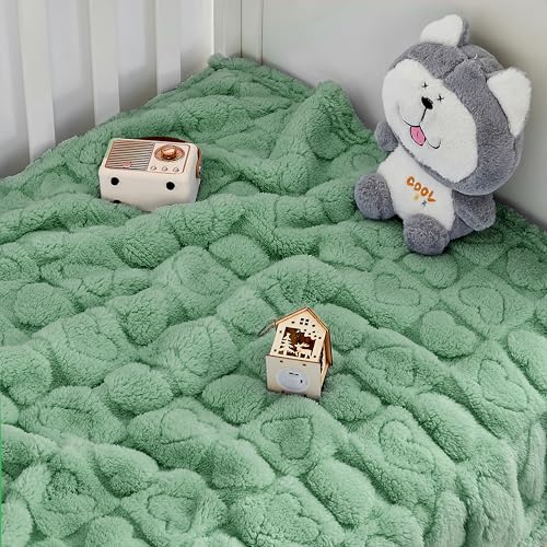 Image of Yurhap Heart Baby Blanket, Love Plush Fleece Baby Blankets for Boys Girls | Soft Sherpa Baby Girl Blanket for Infant Toddler Newborn Gift, Fluffy Baby Essentials, For Crib Stroller, 30 inchx40 inch