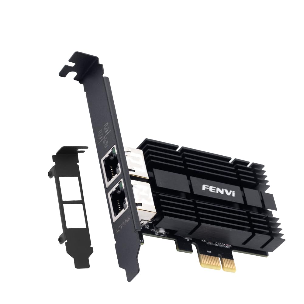 FENVi 2.5GB Network Card with Intel I226 Chip, Dual Port PCIE to RJ45 Gigabit Ethernet Adapter 2500/1000/100Mbps for Desktop Gaming Office NIC Card RJ45 LAN Port Controller