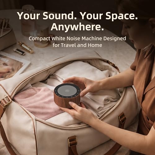 Image of Kipcush White Noise Machine for Baby & Adults, 30 Soothing Sounds, Soft Non-Glare Nursery Lamp, 8 Color Night Lights, Memory Function (Angel V5 Wooden, Standard)