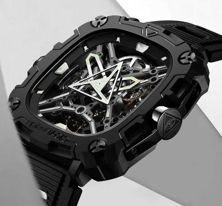 Image of CIGA Design Silicone Series X Eye Of Horus Automatic Grey Dial Men's Analog Watch - X051-Bb01-W5B, Band Black