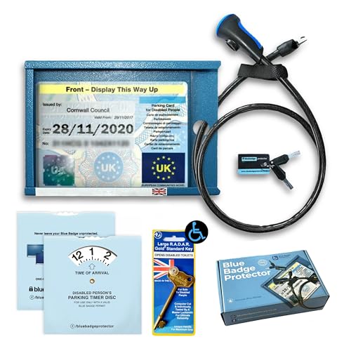 Disabled Blue Badge Anti Theft Holder Lock Security Protector Device for Car Set with Timer Clock & Radar Key for Disabled Toilets Access - Disability Parking & Toilet Access Wallet Guard