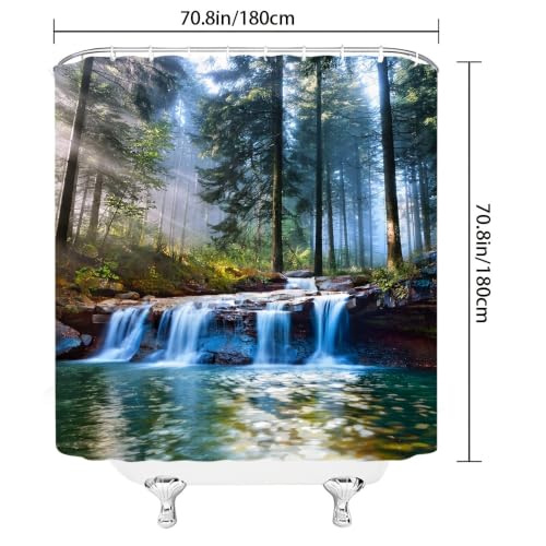 Rideau de douche cascade pour s'évader dans une forêt enchantée en 3D