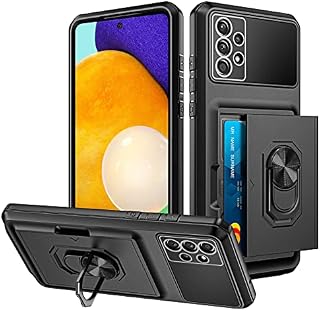 Coolden for Samsung A52/A52s Case Wallet Case with Card Holder Slot Ring Kickstand Armor Military Grade Shockproof Case Heavy Duty Protective Case Phone Case Cover for Samsung Galaxy A52/A52S-Black