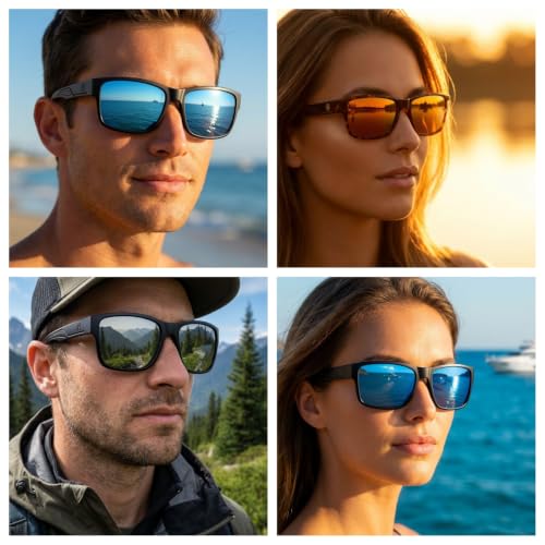 Image of Polarized HD Genuine Glass Sunglasses for Men and Women, Italian Design, Anti-Glare,UV400,Corning True Glass Lenses