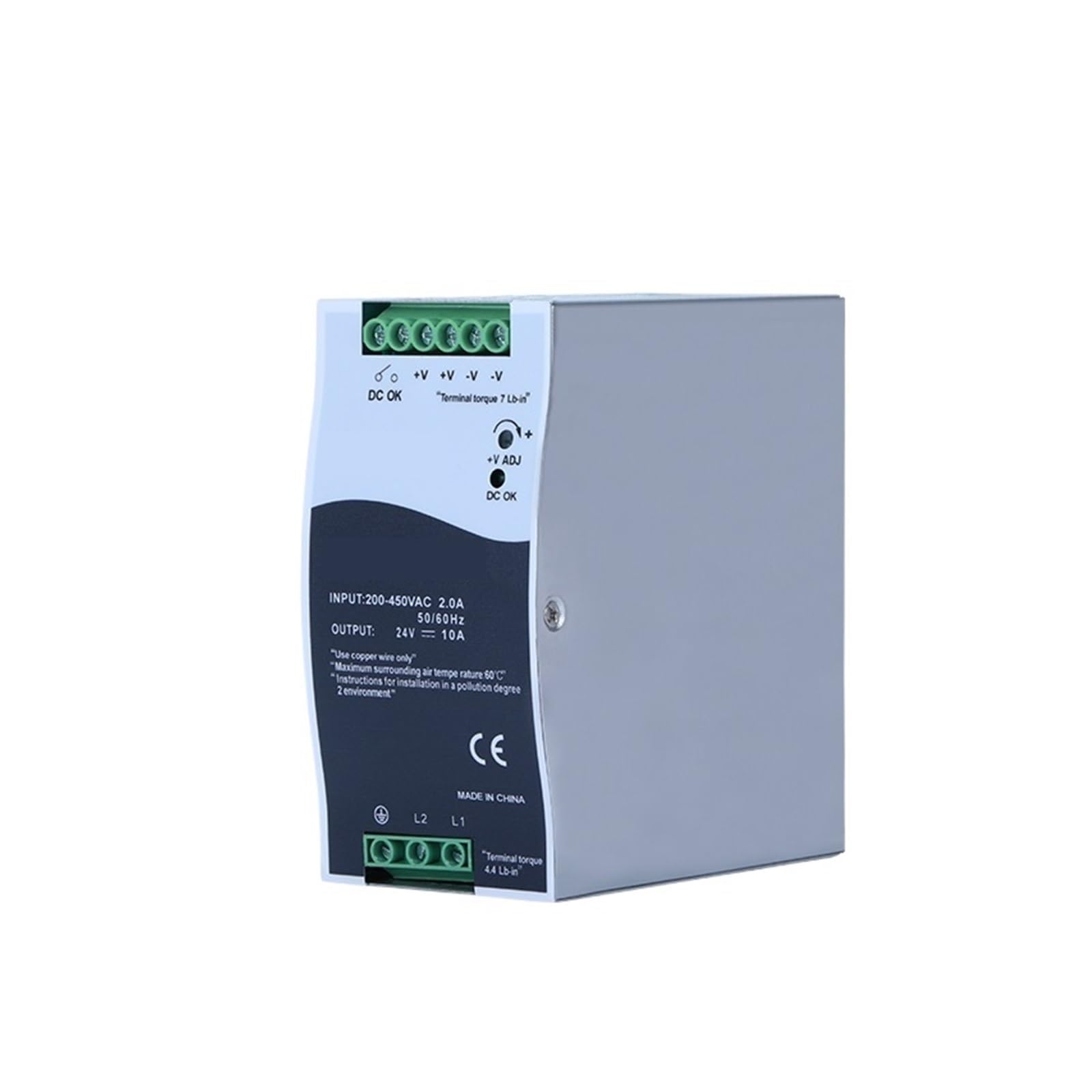 Alimentation Rail DIN 380 V à 24 V 12 V 10 A Transformateur CC WDR-240W120(WDR-240-24 220-380V 24V10A)