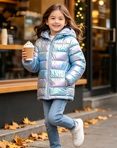 Image of Lovekider Girls Winter Coat Shiny Gradient Lightweight Puffer Jacket 4-12Y