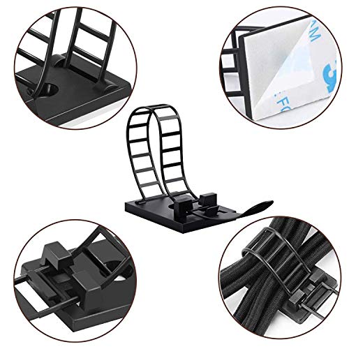 50Pcs Adhesive Cable Management Ties Extra Screw & Hole,Multi-Purpose Wire Organizer Adjustable Nylon Cable Straps Cord Holders For Home And Office Desk Organization #TOP2