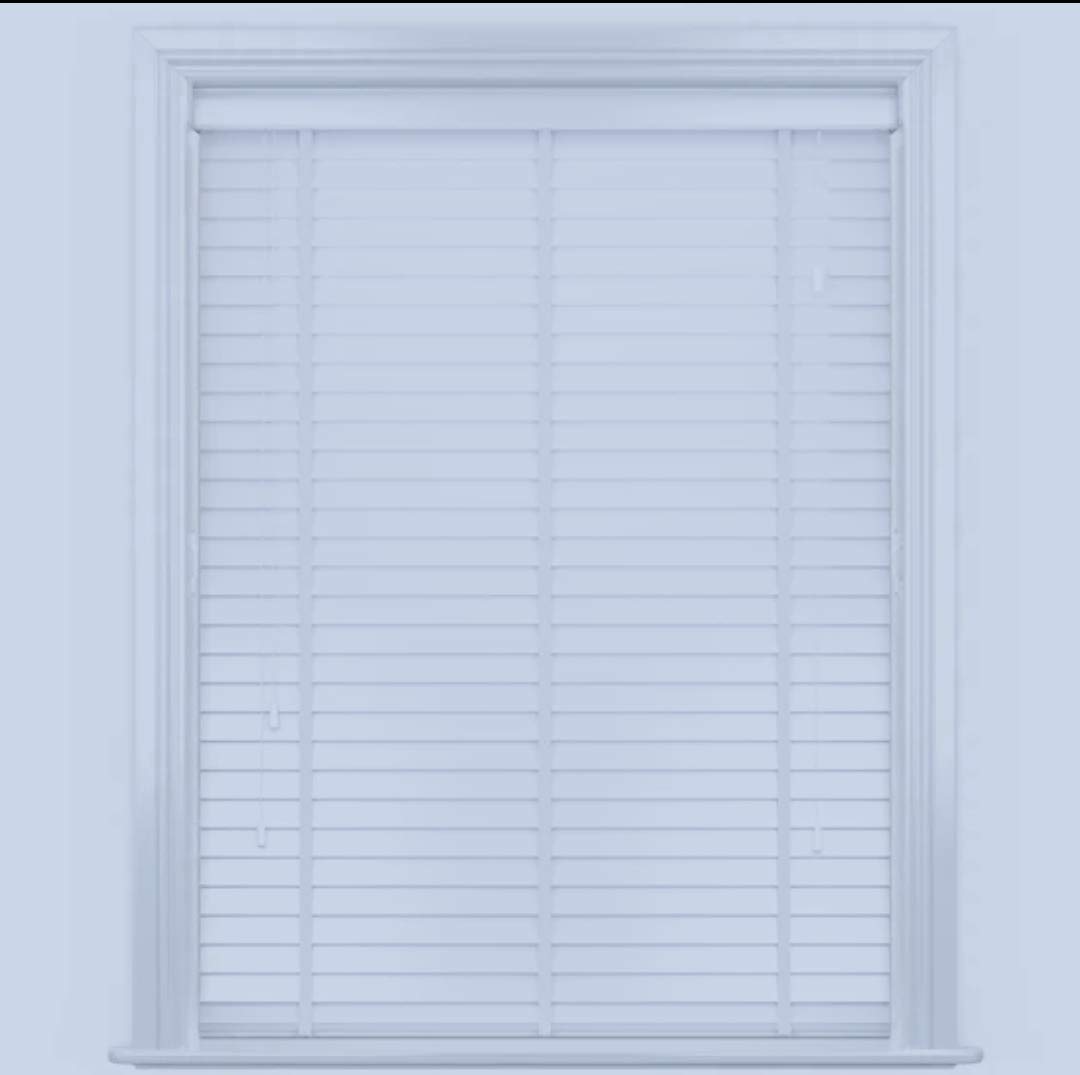 Ruby Deals Faux Wood Window Venetian Blinds with Tape - 50mm slats Trimmable Easy Fit Home Office White Window Blinds (135W x 150H cm) — image 1