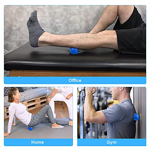 URAQT Massagebälle Faszienball, 2 Stück Faszien Kugel Fitness Massageball Hart, Igelball mit Noppen, für Füße Hände Rücken Beine (Blau)
