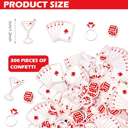 Image of Whaline 300 Pcs Lucky in Love Table Confetti Vegas Bachelorette Party Confetti Cocktail Ring Poker Dice Table Centerpieces for Bridal Shower Casino Decoration