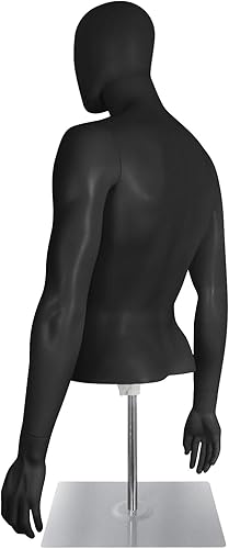 Miniatura 4 de Torso de maniquí de medio cuerpo masculino con forma de vestido de piel de soporte de plástico desmontable altura de 32" - 48" Base de metal de alta