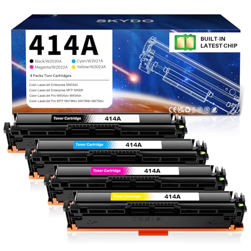 (with Chip) 414A Toner Cartridge, m454dw Toner cartridges Replacement for HP 414A 414X W2020A Work with HP Color LaserJet Pro MFP M479fdw M479fdn M454dw M454dn M480f M479 Printer Toner (B/C/Y/M) by Skydo - Used condition - CA$41.30