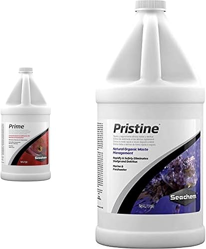 Seachem Prime Acondicionador de agua fresca y salada, removedor químico y desintoxicante de 1 galón y manejo de desechos naturales prístinos,