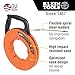 Klein Tools 56351 Non-Conductive Electrical Fish Tape, Fiberglass Wire Puller w/Steel Leader, Optimized Housing, 100-Foot x 3/16-Inch