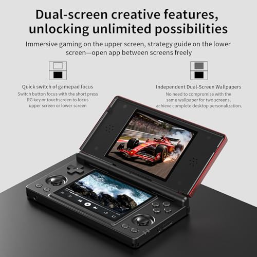 Image of Anbernic RG DS Dual System Handheld Game Console 32GB TF Card Preloaded, Android 14 + Linux Retro Gaming Console, Dual Screen 4 inch IPS Display, WiFi Bluetooth, Portable Emulator Console (Black)