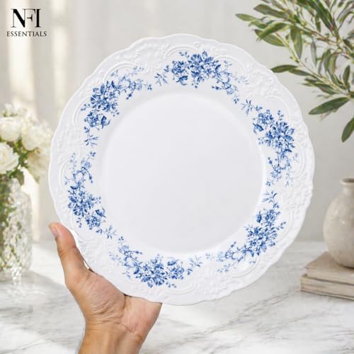 Image of NFI essentials 10 Inch Premium Ceramic Dinner Plate, Serving Plate for Main Course, Pasta, Rice, Salad & Meals, Dishwasher Safe Kitchen Dinner Plate