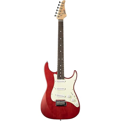 EART Electric Guitar SSS Single Coil Pickups,Solid-Body,Stainless Steel Frets Right Handed-Rosewood Fingerboard-Red