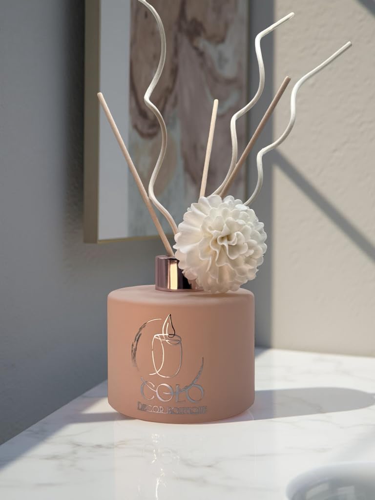 Colo Bohemian Rose Reed Diffuser 6.8 fl oz – Romantic Floral Scent with Cream Sola Flower – Elegant Matte Rose Jar – Long-Lasting Aromatherapy Diffuser – Feminine Home Decor & Gift Idea