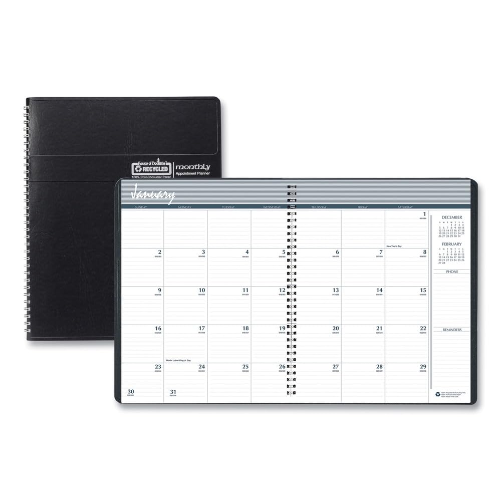 House of Doolittle 2026 Monthly Planner 8.5" x 11", Faux Leather Cover, Black (26202-26)