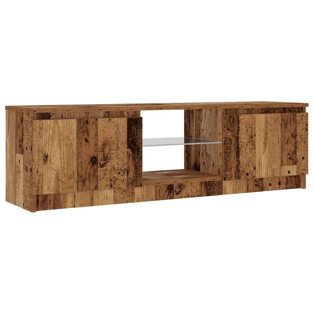 Szafka TV z diodami LED, wygląd starego drewna, 120 x 30 x 36 cm, wytrzymała uniwersalna podstawka pod telewizor do salonu, konsola medialna z oświetleniem RGB, uniwersalny stojak na telewizor