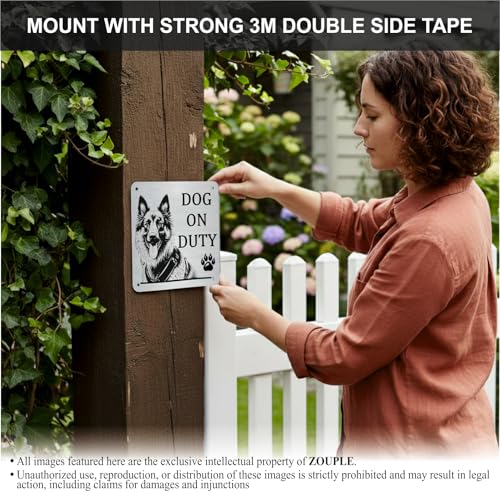 Image of Beware of Dog Sign, German Shepherd, 8x8 Inch, Durable Steel, Triple Mount
