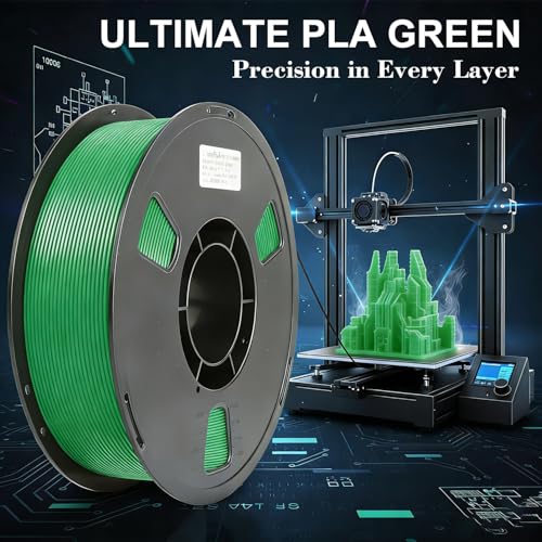 Image of LOVOON PLA 3D Printer Filament 1.75mm, Dimensional Accuracy + /- 0.02 mm, Neatly Wound 3D Printing Filament, Fit Most FDM Printer, 1KG Spool(2.2lbs), Green