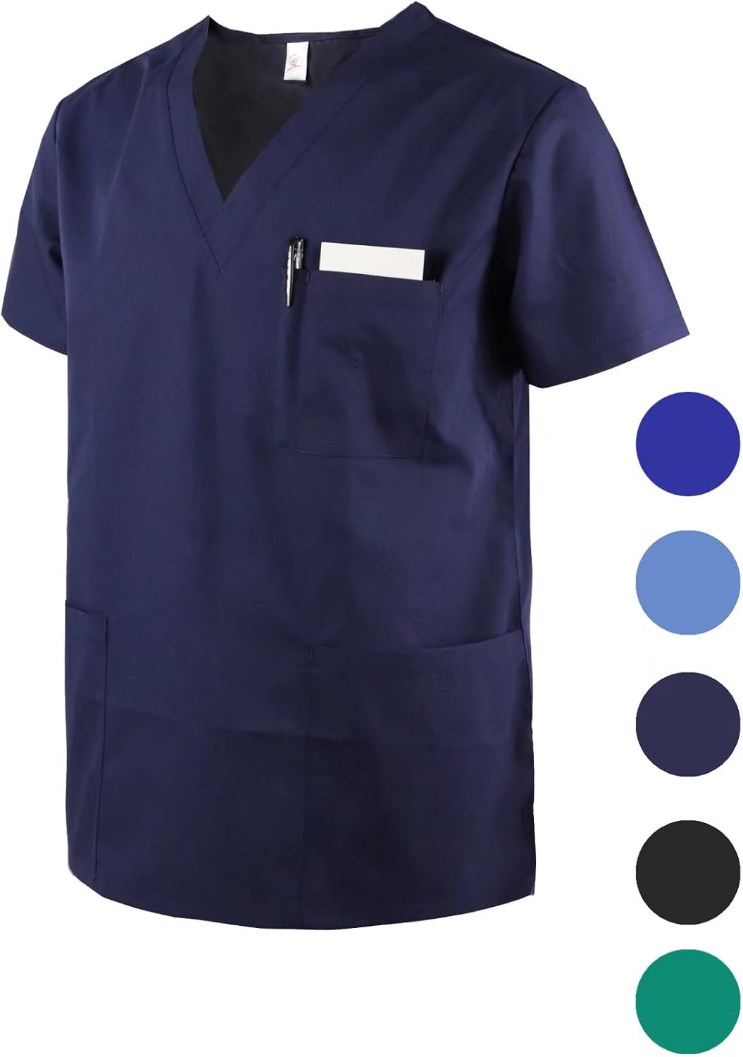 Scrub Tops for Men V-Neck Scrubs with 3 Pocket Men's Overalls Uniform for Nurse Dentist Vets Team