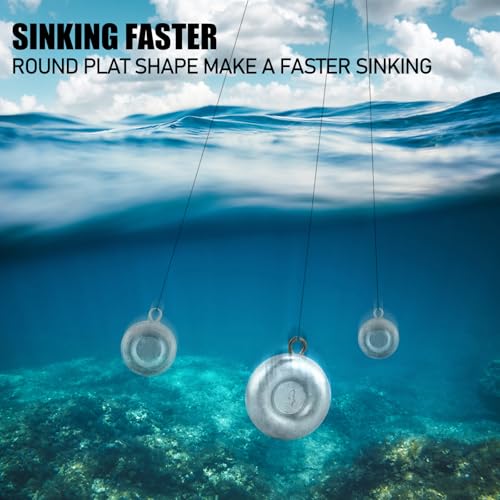 Image of Dr.Fish Coin Sinkers Disc Weights Catfishing Saltwater | 1oz-16oz Coin No Roll Sinker for Freshwater River Bank Fishing Surf Beach Cast Inshore Fishing