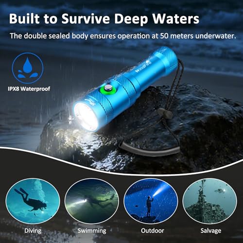 Image of WINDFIRE DM06 Scuba Dive Light Bright Rechargeable Diving Flashlight 3-Mods