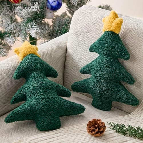 Image of Tickles Christmas Tree with Star Soft Stuffed Plush Pillow Cum Toy for Kids Boys & Girls Birthday Gift (Color: Green, Size: 35 cm)