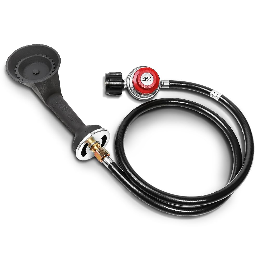 Concord Cast Iron High Pressure Retro Burner Head with Brass Orifice and Bottom Mounting Screw (Burner Head with Regulator Hose)