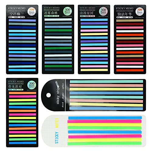 1820 Pieces Page Markers Tabs Colored Short & Long Highlighter Strips