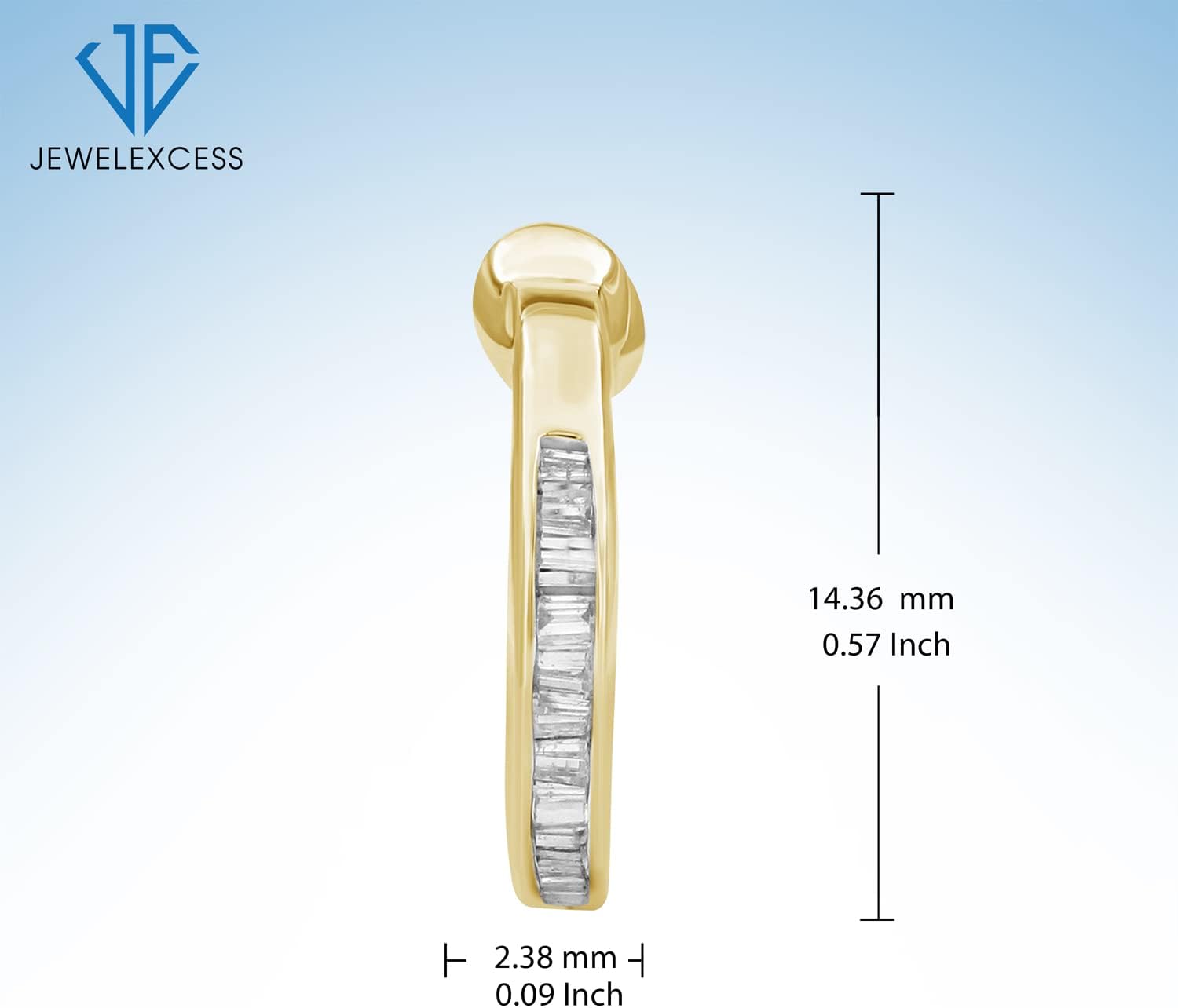 14k Gold Plated Ear Cuffs for Women Non Piercing – 1/10 Carat White Diamond Ear Cuff with Hinged Hoop Comfort Clasps – 14k Gold Over Silver Ear Cuff Earring by JEWELEXCESS
