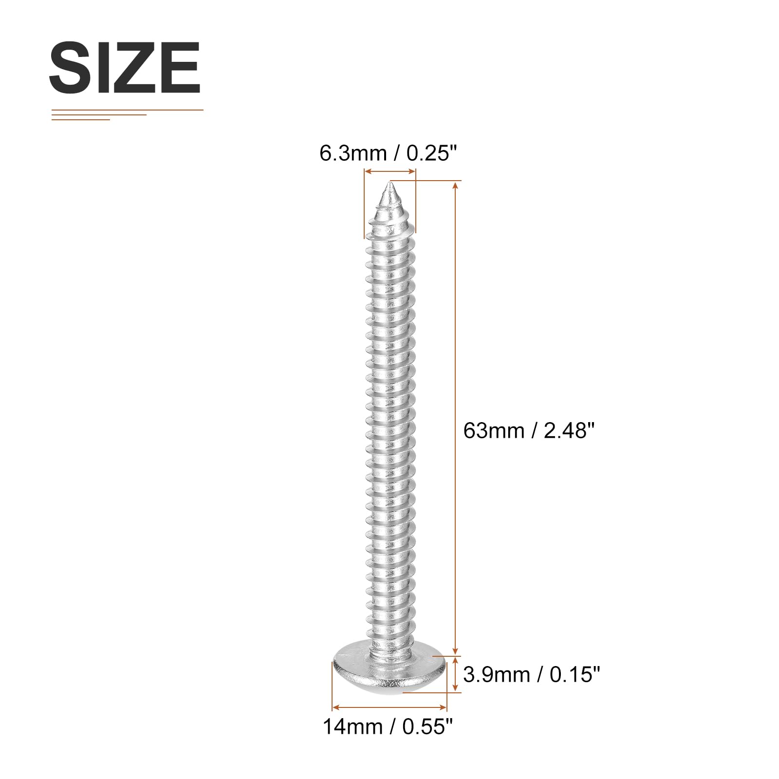 DTGN #14x2-1/2 Sheet Metal Screws, 25 Pack, for Wood Furniture - Image 2