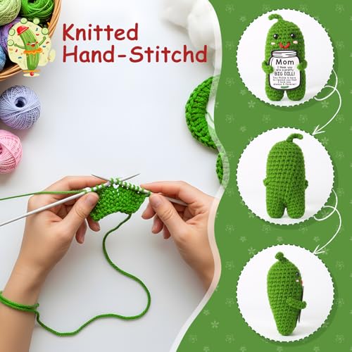 MAMAGIFTREE Valentines Mom Gifts from Daughter or Son, Birthday Gifts for Mom,Crochet Pickle Plush “Big Dill” Gift for Mother in Law or Stepmom Funny I Love You Mama, Small Cute Room Decor - Image 4