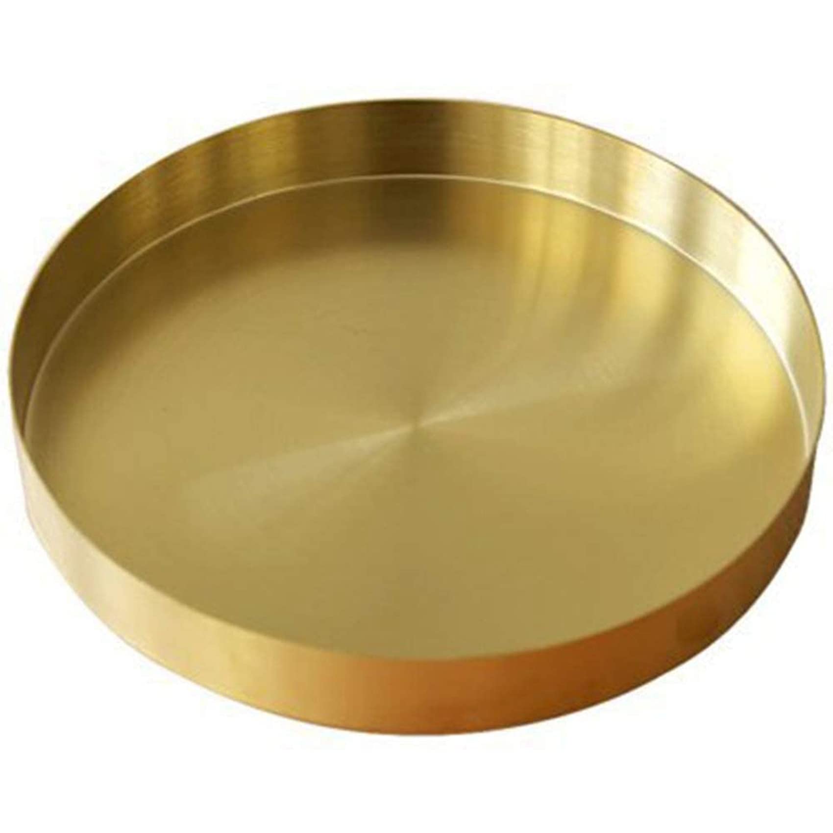 3 vassoi decorativi rotondi dorati, in metallo, per trucco, bagno, cassettiera, ottone, 30 cm, elegante decorazione da tavolo e soluzione per riporre oggetti