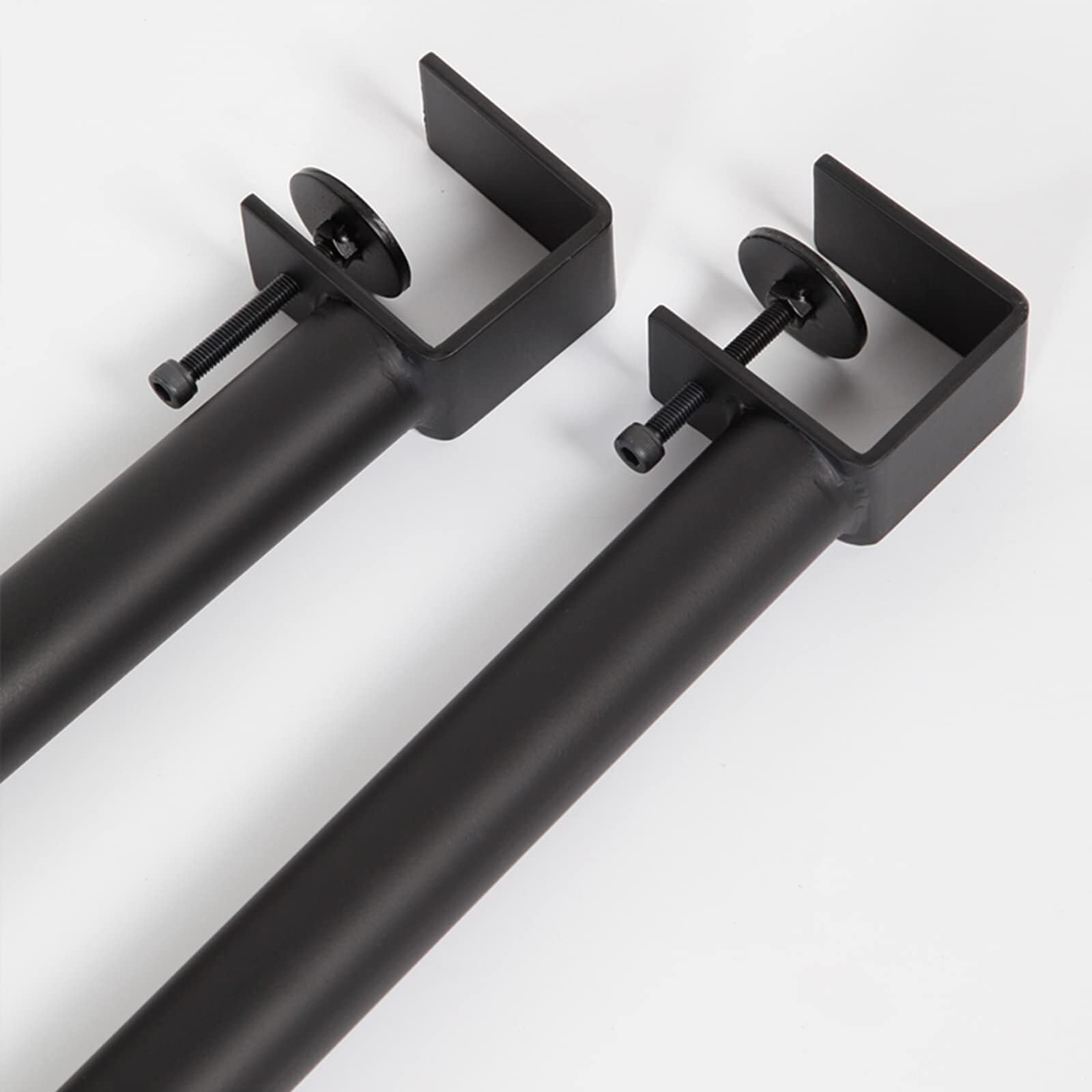 JingNian Regulowane nogi zacisków stołowych, nogi stołu w kształcie litery F z metalu, teleskopowe nogi meblowe bez wiercenia, regulacja wysokości 65-95 cm, czarne z ochraniaczami podłogi (czarne, 2
