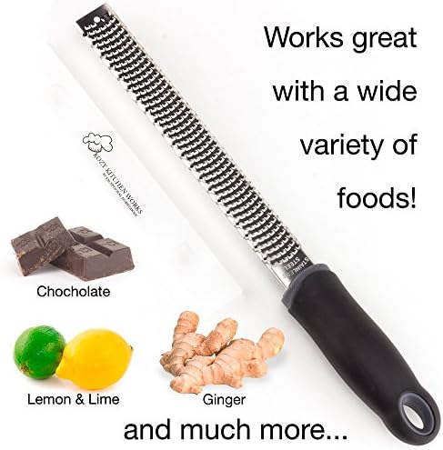 Premium Stainless Steel Zester with Safety Gaurd for Cheese, Lemons, Limes, Chocolate and Spices