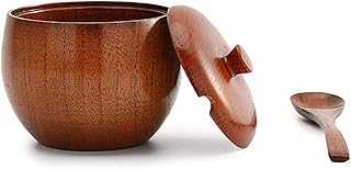 Kylewo 1 zestaw przypraw, dzbanek na sól - miska z cukrem miska na przyprawy słoik na przyprawy miska na cukier drewno z pokrywką i łyżką do cukru przyprawy kawa sól kuchnia