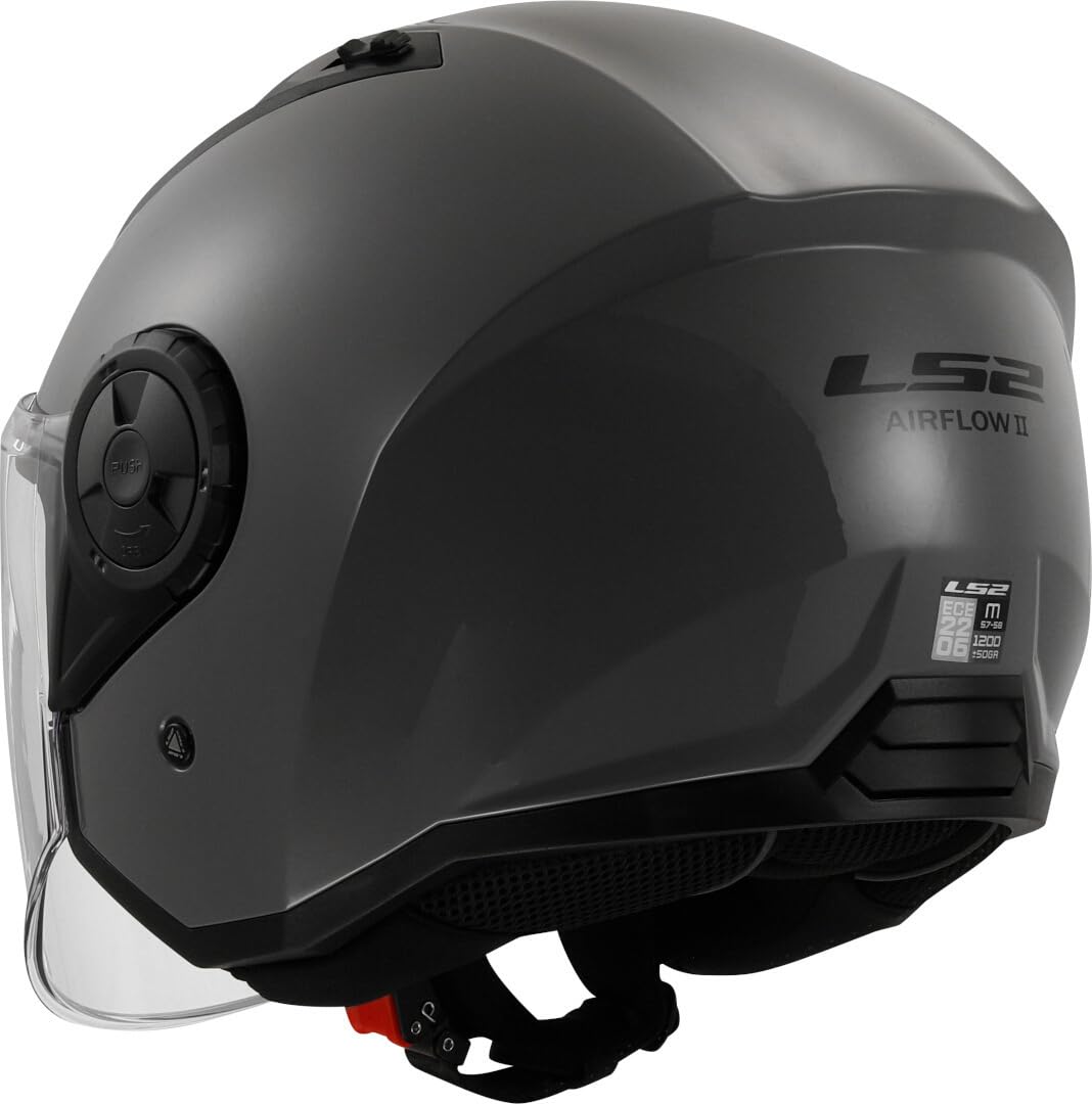 LS2, Casco Moto Jet AIRFLOW II nardo grey, M | Almohadillas de espuma 3D cortadas con láser para un ajuste perfecto