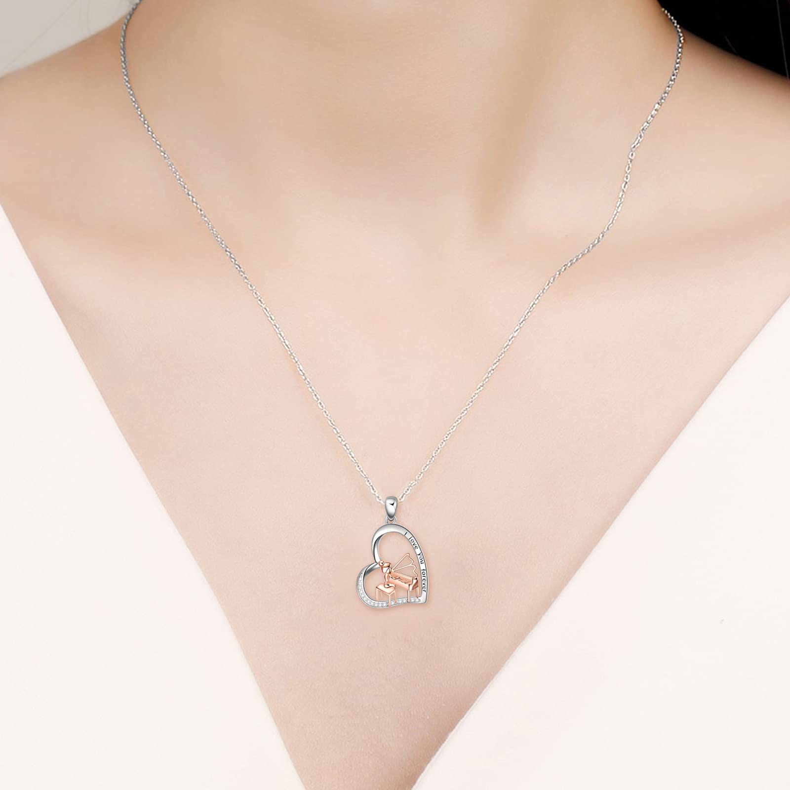 YFN Collana per pianoforte in argento Sterling per donne, ragazze, figlie, sorelle, pianisti, musicisti, non è una pietra preziosa, né una pietra preziosa