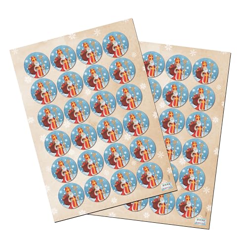Logbuch-Verlag Pacote de 48 autocolantes redondos São Nicolau adesivos Pai Natal decoração de Natal presentes 4 cm - decoração para presentes de Natal