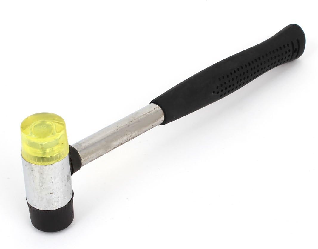 uxcell Rubber Coated Grip Replaceable Double Head Metal Hammer, 22cm