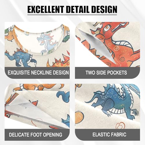 ALAZA Chinese Dragon Animal Pajamas Short Sleeve 2 Piece Sleepwear Top and Bottom Pajama Set Unisex4