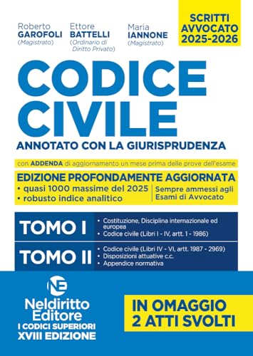 Codice Civile annotato con la giurisprudenza per l\'Esame di avvocato 2025-2026 in 2 tomi