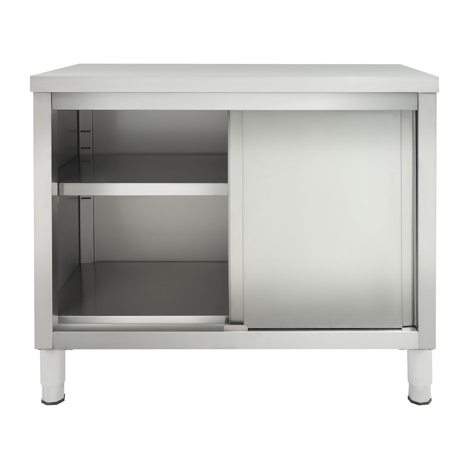 Armadio da lavoro con ante scorrevoli, piano da lavoro in acciaio inox, armadio con piano da lavoro per cucina, armadio autoportante in acciaio inox, tavolo in acciaio inox per cucina
